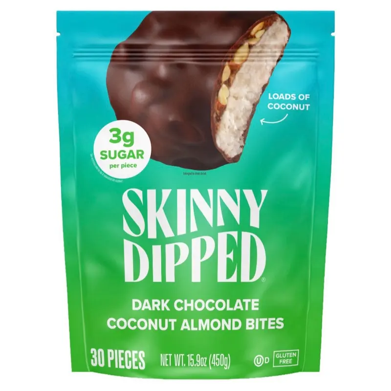 Skinny Dipped Dark Chocolate-Covered Coconut Almond Bites, 30-Count Snack Packs