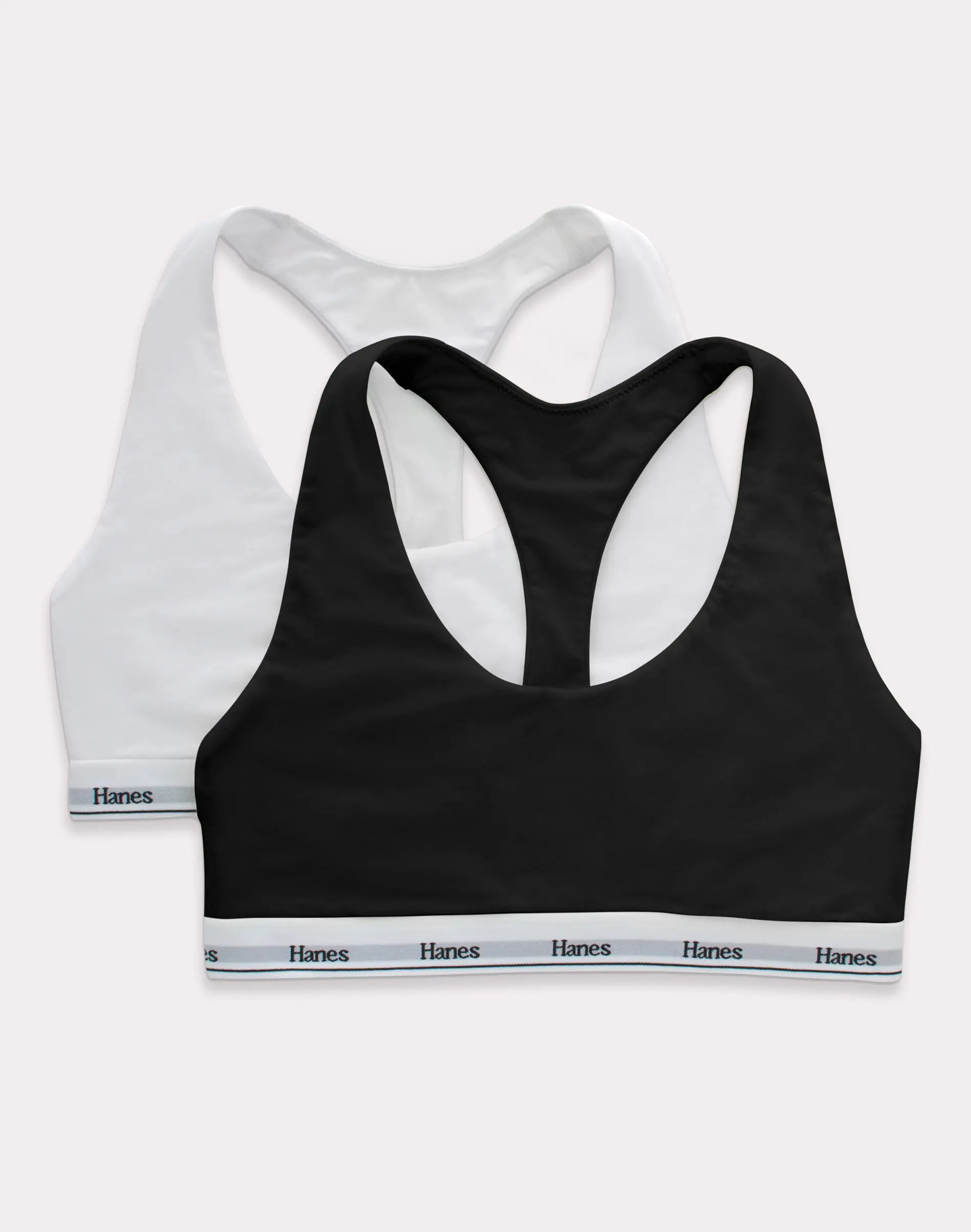 Hanes Originals Racerback Bralette Breathable Stretch Cotton 2-pack Women's Bra Multi Pack Comfortable Fit Everyday Support Mho101