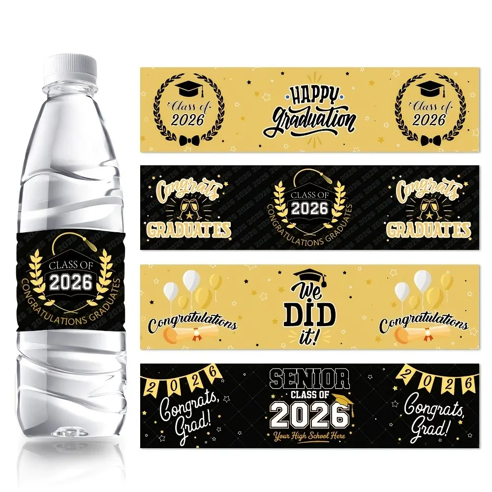24Pcs/set Decorative Stickers for Water Bottles Featuring 2026 Graduation Designs, Perfect for Party Favors, graduation party supplies, Graduation Party Gifts, Holiday Supplies, Sticker Pack
