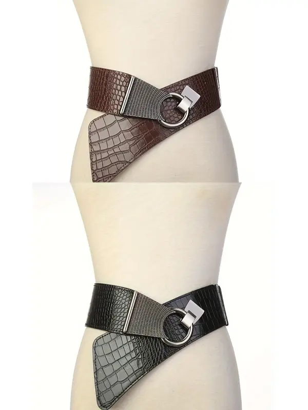 New Wide Belt Vegan Leather Straps and Elastic Vintage-Women-Faux-Leather-  main image 4