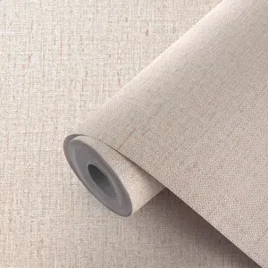 Beige Contact Paper Textured Beige Grasscloth Wallpaper Peel and Stick Self Removable Stick on Wall Paper Waterproof Vinyl Roll for Cabinet Drawer 15.7" X 236"