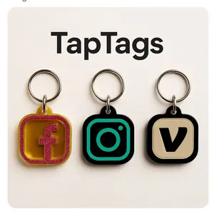TapTags | Facebook Smart NFC keychain for social media | tap and follow | digital business card | payment link | cash app | facebook | instagram