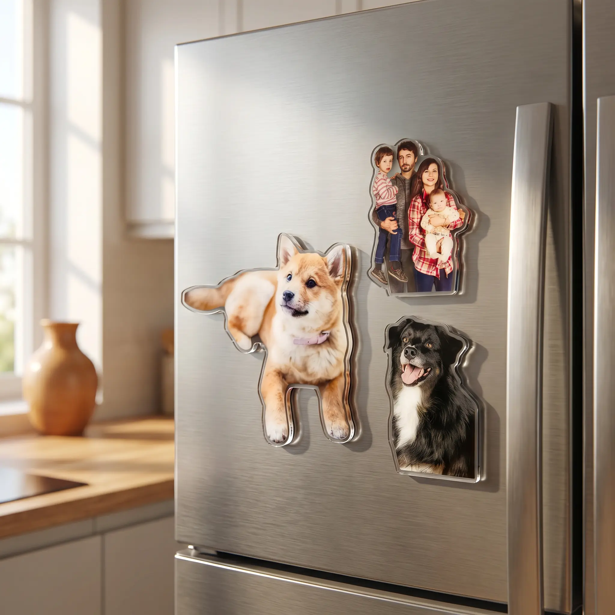 Personalized Acrylic Photo Fridge Magnet - Custom Image Magnet for Christmas, Boyfriend, Girlfriend, Family, Father's Day (DIY Badge Making Accessory)
