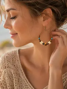 Handmade Ethnic Hoop Earrings for Women Bohemian Wooden Shell Bead Dangle Earrings Vintage Tribal Jewelry Beach Vacation Summer Accessories Christmas Gift for Wife Mom Girlfriend Birthday Fashion Jewelry Trending Retro Statement Earrings