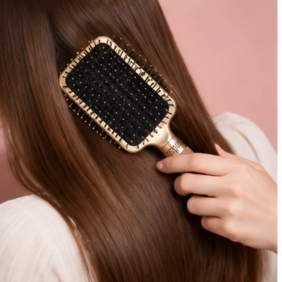 Wild boar hair brush, professional unknot brush for men, women and children, anti-static paddle hair brush, suitable for dense roll straight wet dry hair, reduce frizz and increase shine