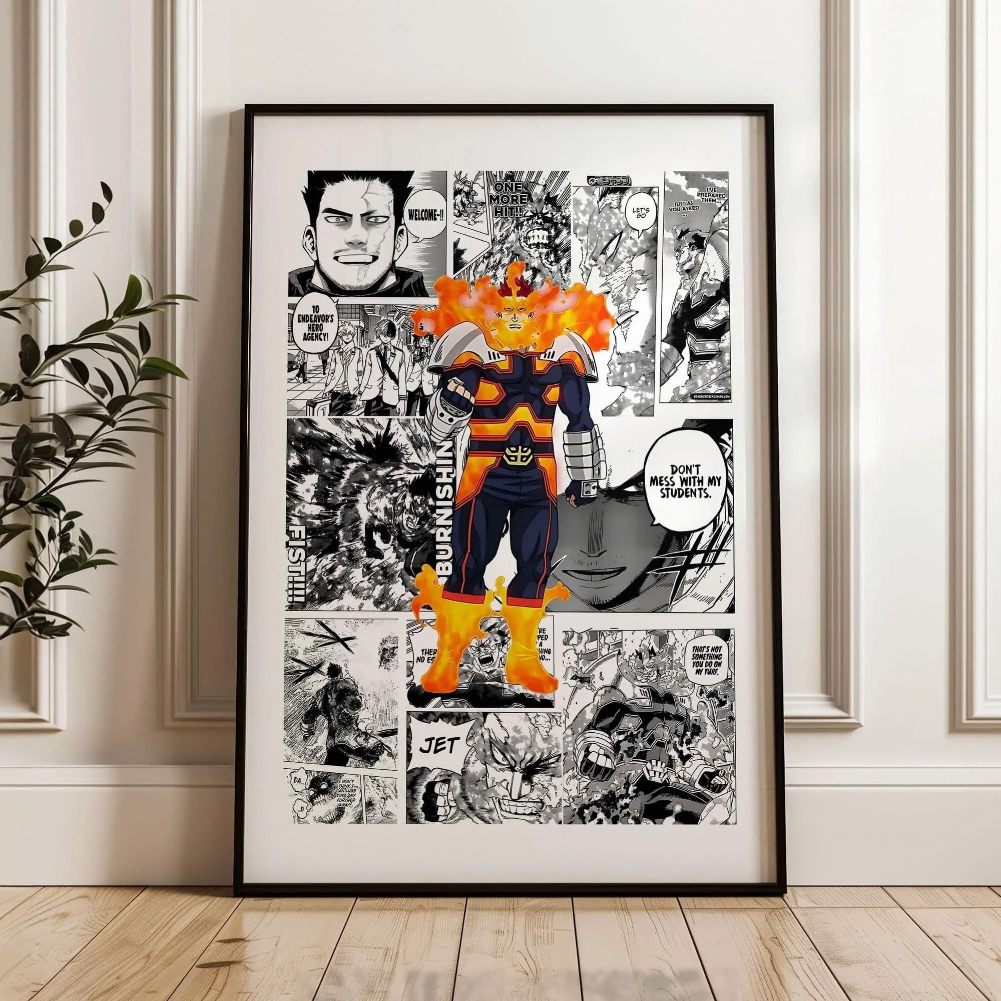 My Hero Academia Endeavor Manga Panels Poster: Anime Print, Anime Satin Poster