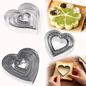 10pcs Valentine's Day Heart Cookie Cutter Set Non-Stick Baking Molds for Christmas Decorations, Fondant & Cake Decorating, DIY Handmade Cookie & Gift-Giving, Gift for Baking Enthusiasts, Baking Gifts, Kitchen Gadgets and Accessories