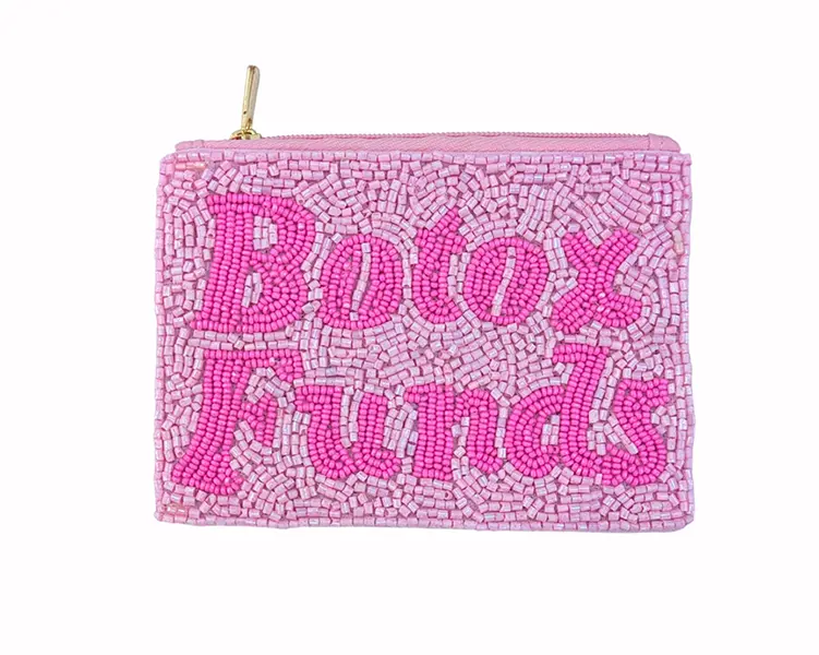 Fully Beaded Coin Purse for Women, Funny "Botox Funds" Slogan Wallet with Zipper Closure, Novelty Cash Stash Container, Beaded Text, Themed Print, Coin Holder/Purse, Cash Stash Container Women's Wallets