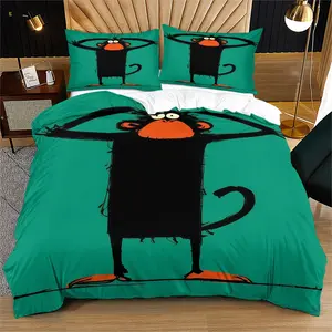 Fun Monkey Pattern Duvet Cover Set, Soft And Comfortable Bedding Set (1 Duvet Cover + 1/2 Pillowcase, No Filler Included), Suitable For Bedrooms, Dormitories, And Guest Rooms For Teenagers, And Adults