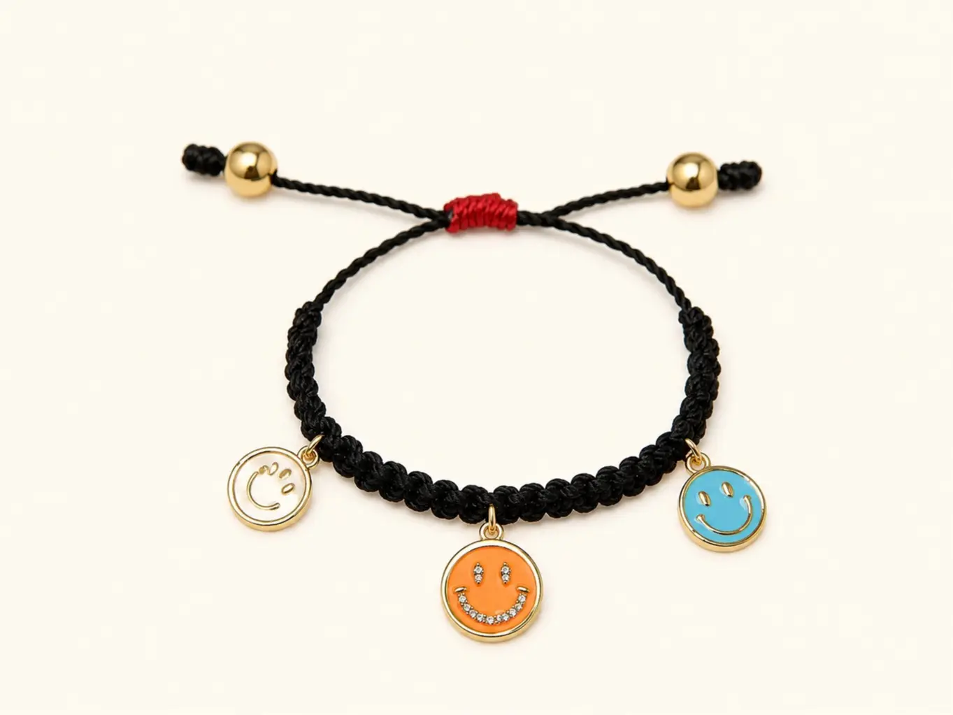 Black Smiley Charm Bracelet