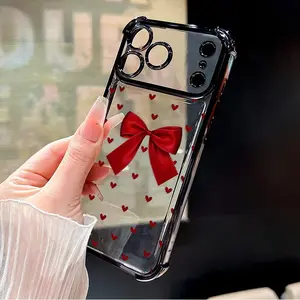 Heart -Bow Symphony Pattern Phone Case Compatible with iPhone 17 Pro Max 16 15 Plus Air 14 13 12 11 E Featuring Strengthened Four Corners Soft Back for Drop Protection