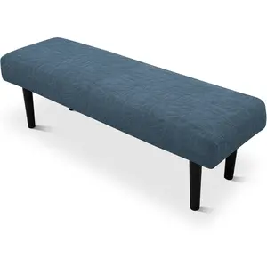 Stretch Bench Seat Cover,  Slipcover for Dining Room & Bedroom, Removable Washable Rectangular Bench Covers, Elastic Fit for  Furniture(Leaf Blue)