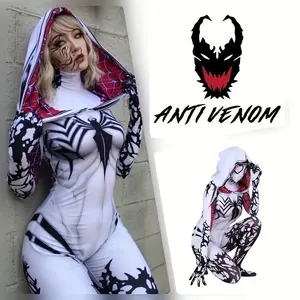 Spider Woman Gwen Stacy Anti-Venom Gwen Holiday Party Halloween Cosplay Costume, High Elastic Bodysuit, Amazing Bodysuit, Christmas, Halloween Gift Superhero Dress Womenswear Clothes White