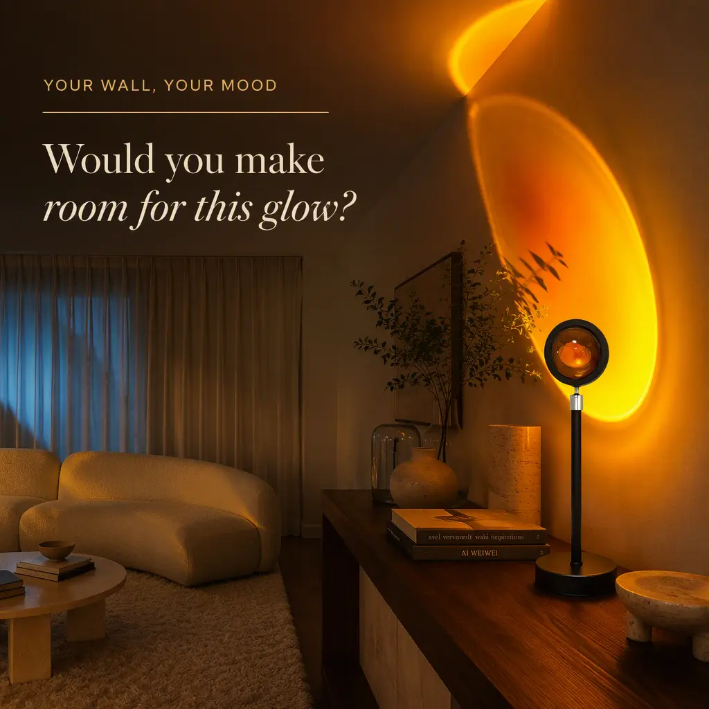 KIMKNO-Sunset Projection Lamp, Decorative Mood Light for Bedroom, Living Room and Photo Backdrops, Black