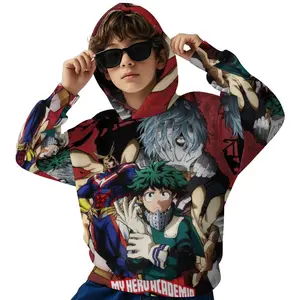 My Hero Academia Printed Long Sleeved Hooded Sweatshirt, Boys' Spring And Autumn Sportswear, Casual Versatile Pullover Suitable For Boys' Outdoor Sports, Suitable As A Gift  B0929-27