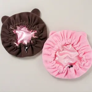 Cute cartoon bear and devil ears bath cap for children; a soft and comfortable bathing cap suitable for boys and girls. Shower