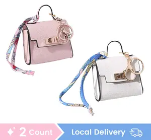 2PCS Mini Coin & Lipstick Pouch Set – Waterproof PVC, Cute Keychain Organizer for Earbuds & Essentials