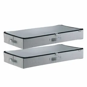 summervibes VEVOR Under Bed Storage with Clear Lids, 33.5x 16.9x 4.7 Inch, 45L Large Underbed Clothes Storage Containers, Low Profile Under Bed Drawer Shoe Organizer Bins Box for Blanket Shoe Bedroom, 2 Pack