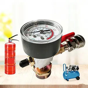 Air Tank Valve Adapter with Integrated Pressure Gauge Quick-Connect Output & Durable Iron Construction for Safe Pneumatic Tool Use