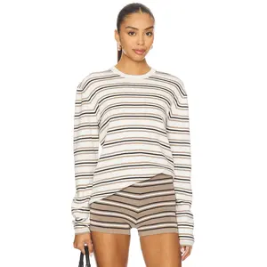 EAVES Cydnee Striped Oversized Sweater in Cream Multi
