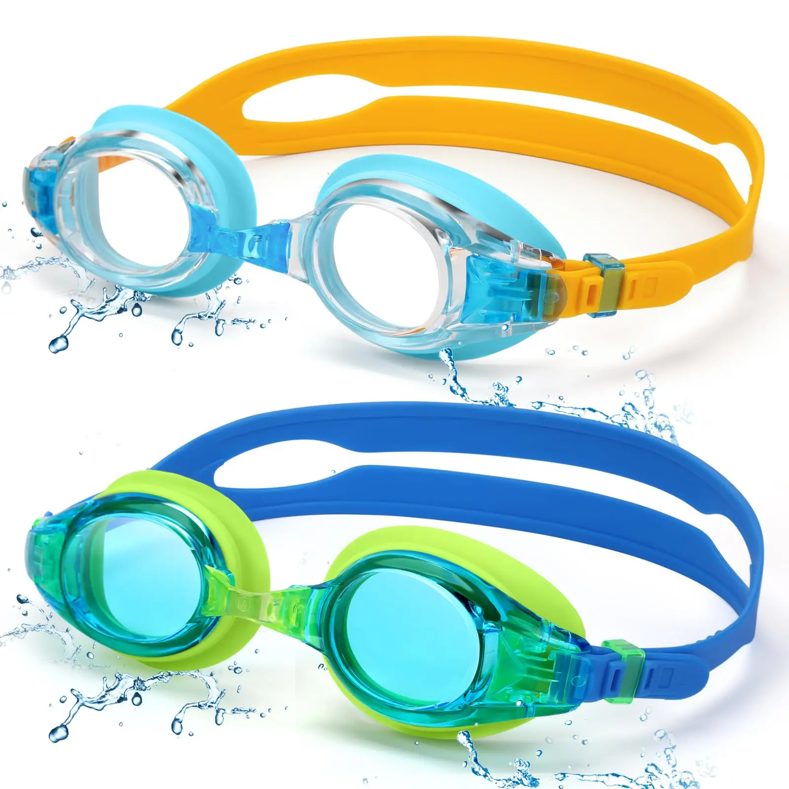 Aegend Goggles for Kids & Youth, Safe Mirrored PC Lens with High-Transmittance, Anti-Fog and UV Protection for Ages 4-16, Hightransmittance, Silicone, Flexible, Detachable, Interchangeable, Nosepieces, Odorless, Waterproof, Adjustable, Wide View, Children