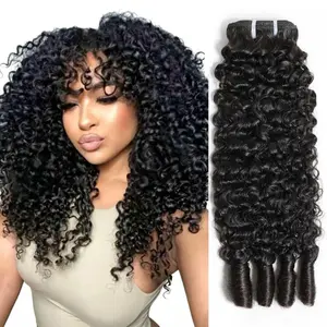 Megeen 16A Human Hair Burmese Curly Bundles 100% Unprocessed Burmese Human Hair Weave With Spiral Curly End Real Human Hair  Natural Black Hair Extensions For Women