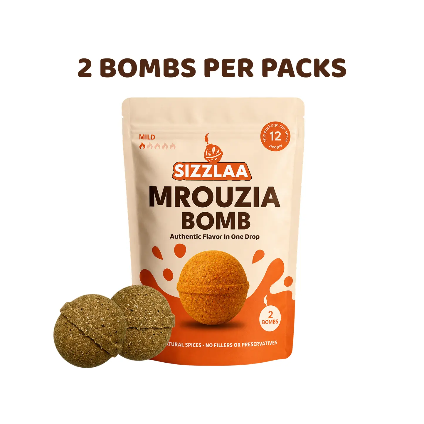 SIZZLAA Mrouzia Bomb 2 Bombs Per Pack – Moroccan Mrouzia Spice Bomb Seasoning for Lamb & Beef – Authentic Moroccan Sweet & Savory Spice Blend