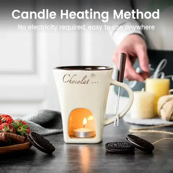 Fondue Pot Set for Chocolate Fondue Mugs Contain Fondue Bliss Chocolate Melting Cup Mini Chocolate Fondue Set With Forks