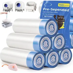 150 Count 26"x11.8" Self-Cleaning  Litter Box Bags for Cumrige Fumoi Fsitego Paruuntys Litter box, Pre-Seperated Automatic Litter Box Replacement Drawstring Heavy Duty,10-12 Gallons of Capacity
