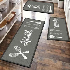 Silica Clay Kitchen Rug, Base with Border, Modern Minimalist Style, Non-Slip, Durable, Comfortable, Versatile Use