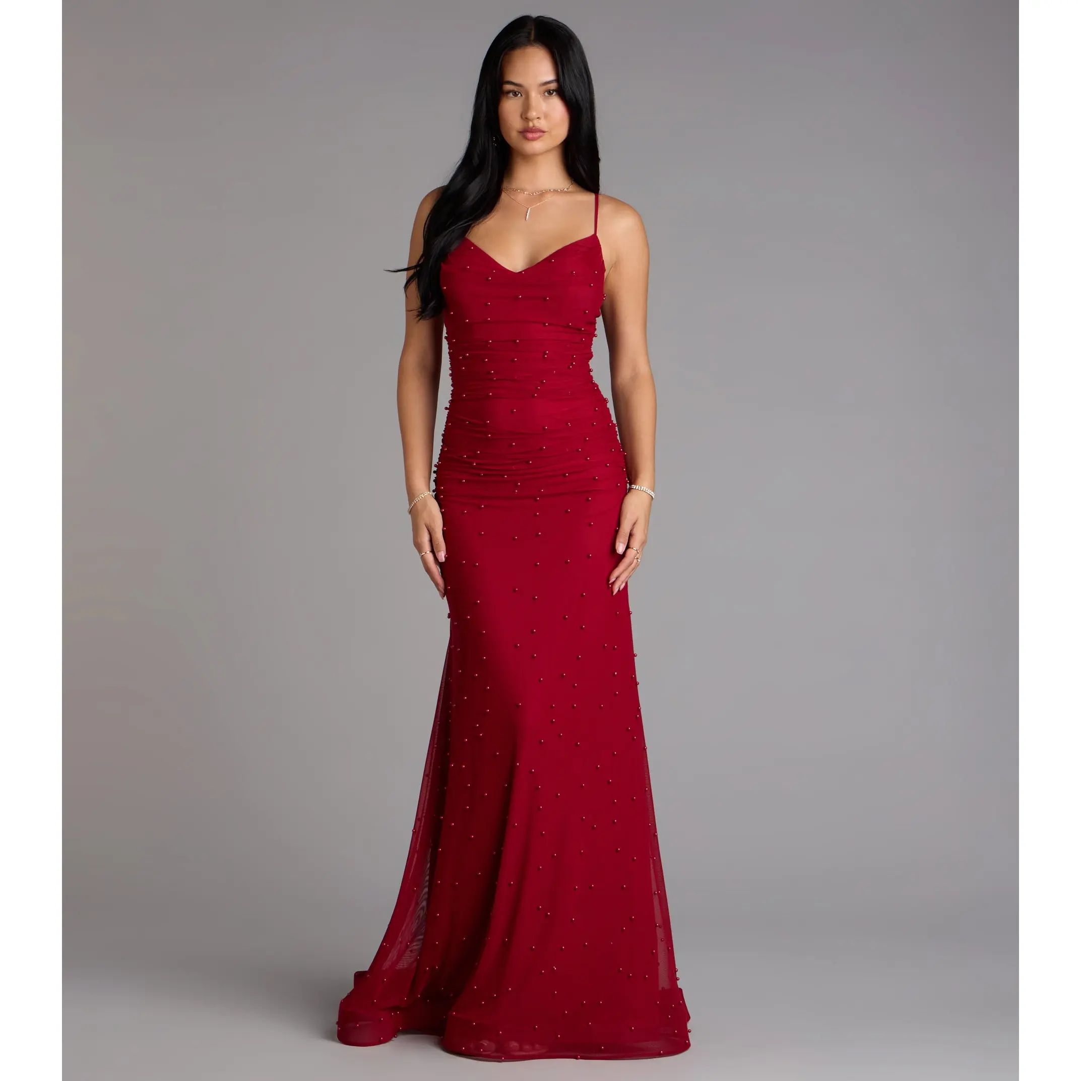 Adrianna Faux Pearl Mermaid Formal Dress
