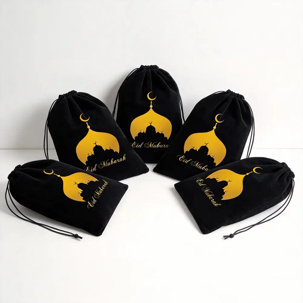 13x18cm 5pcs Eid Mubarak Gift Bag Surprise Gifts for Muslim Islamic Ramadan Kareem Eid Al Adha Ramadan Eid Gift for Kids Family Decoration