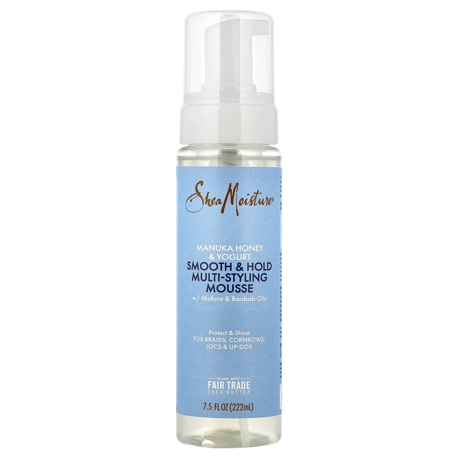 SheaMoisture Manuka Honey & Yogurt, Smooth & Hold Multi-Styling Mousse w/ Mafura & Baobab Oils, 7.5 fl oz (222 ml)