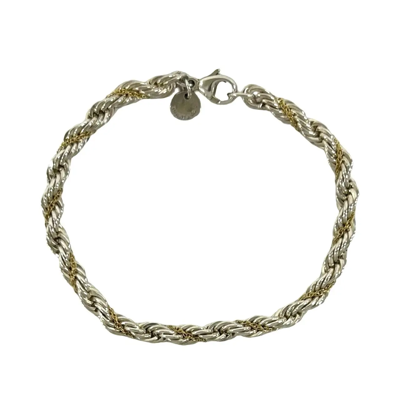 Pre-owned Tiffany & Co. 18K Yellow Gold (Au750) Small Leather Goods TIFFANY&Co. Twist Rope Silver Au750 Bracelet