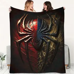 Spider-Man Inspired Flannel Blanket, Stylish Emblem Throw Blanket, Soft Fluffy Blanket, Cozy Warmth for Home Decor, Camping Adventures, Office Comfort, Perfect Gift for Superhero Fans, Soft and Plush Fabric Design
