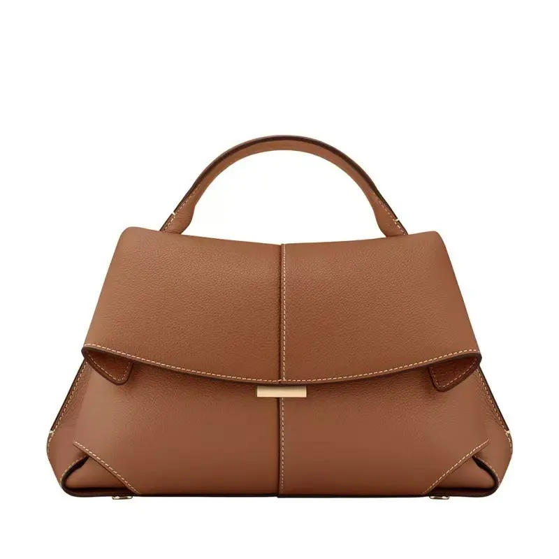 Women's Pebbled Genuine Leather Smile Bag Top Handle Crossbody Handbag
