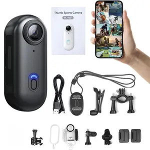 4K Mini Action Camera, 128GB Thumb Body Camera, Wearable Video Recorder with IPX7 Waterproof Underwater Camcorder, Helmet Mount, Magnetic Sport DV for Bike Cycling, Pet, Vlogging Movie Metal 4K Black Stick