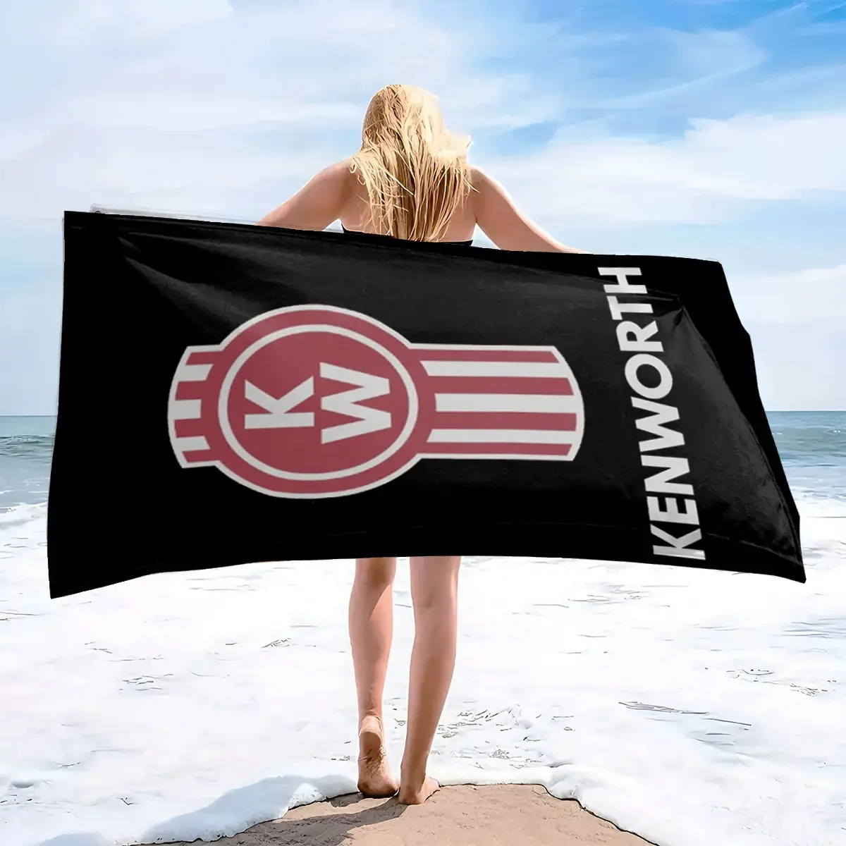 Kenworth Logo Design Beach Towel, Travel Towels, Quick-Dry Ultra-Soft Polyester Fiber, Ideal for Yoga Travel Swimming Camping, Gift Choice, Absorbent Breathable Towel
