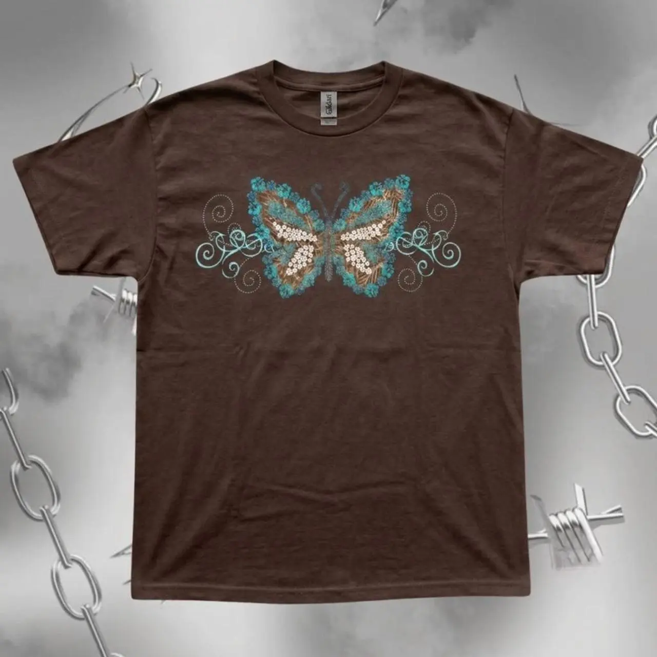Gildan Men's and Women's T-shirt, Butterfly Graphic Tee, Animal Tee, Gifts Shirt, Unisex Vintage Graphic Tees Gothic Grunge Y2k Emo Scene Amity Affliction Style Clothes Men Women Streetwear
