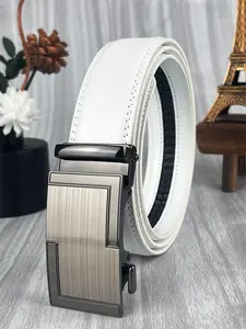 High quality automatic buckle, fashionable geometric shape, 1.38in/3.5cm wide men's and women's casual waist belt, ratchet adjustable daily commuting belt, jeans accessory belt, casual pants accessory belt, holiday gift, Sturdy Ratchet Belt, Durable Belts