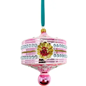 Pink Harlequin Lantern Glass Ornament