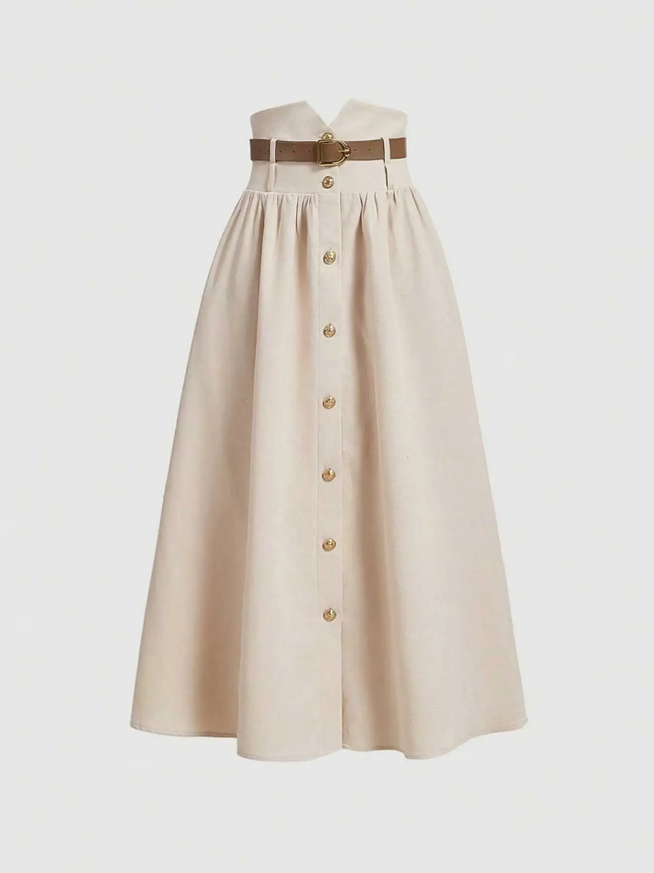 Elegant Chic High Waist Fit Woven Fitted Fall Aesthetic Skirt with Adjustable Metal Buckle, Womenswear Autumn Winter Fashion, Formal, Wedding Guest Dress, Office Workwear, Casual for Women, Matching