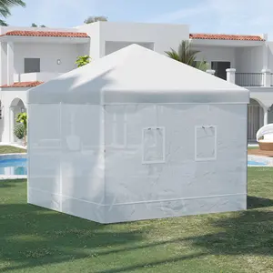 Canopy Screen Walls for 10' x 10' Tent – White. 6 Roll-Up Service Windows + 1 Zippered Door. Easy Strap Installation. Polyester Mesh. Carry Bag Included