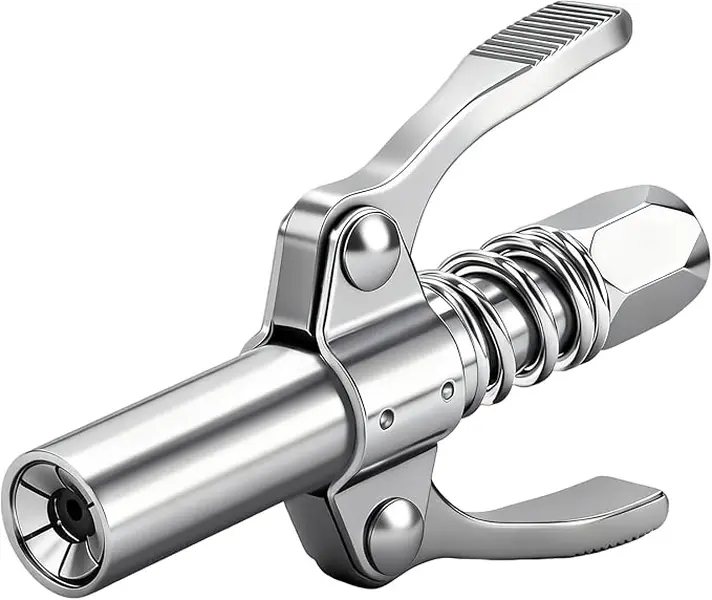 High Pressure Grease Gun Coupler Dual Handle Locking Head 12000 PSI Leak-Proof Universal Zerk Fitting for Cars Trucks & Tractors