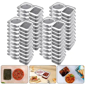 40PCS Double Compartment Condiment Containers with Lids, 2025 New Disposable 2 Compartment Snack Containers, Picnic,Microwave Safe
