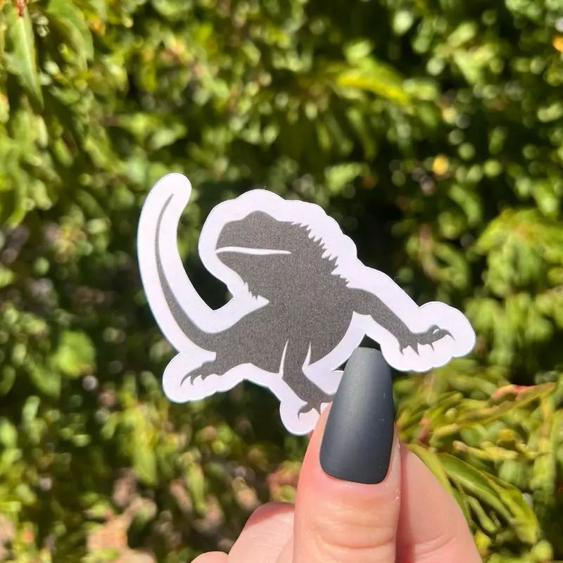 Bearded Dragon Black Silhouette Matte Sticker
