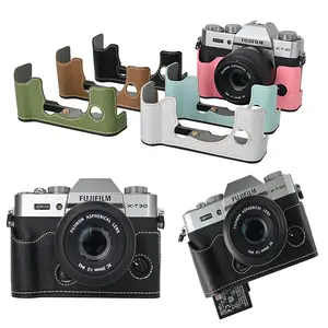 PU Leather Camera Half Case For Fujifilm XT30 Fuji X-T30 XT30II XT20 XT10 Battery Opening Bottom Cover
