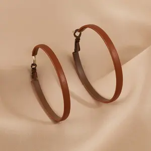 My Rodeo Hoops Vegan Leather Fashion Hoop Earrings 2.5 Inches Hypoallergenic Lightweight Comfortable for Casual Outings Premium Material