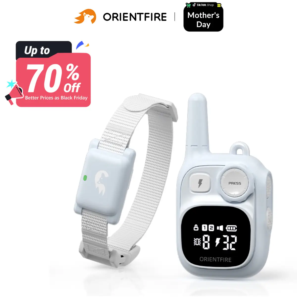 ORIENTFIRE Dog Shock Training Collar 2000-3300 FT Model Remote Operation, IPX7 Waterproof, 3 Modes to Assist Dog Behavior Guidance, Rechargeable