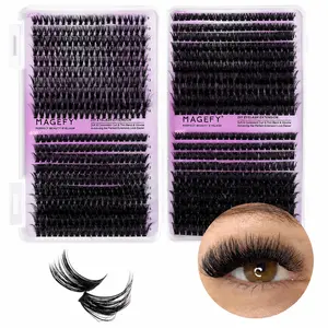 MAGEFY 800 Clusters Lash Extension Set,40D 60D 80D 100D 9-18mm Individual DIY D-curly Natural Soft Lightweight Eyelash Clusters for Salon Look & Daily Makeup
